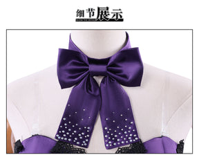 In Stock Game Fate FGO Jeanne D'Arc Cosplay Costume Jeanne Alter Purple Elegant Dress Wig Halloween Party Uniform for Women