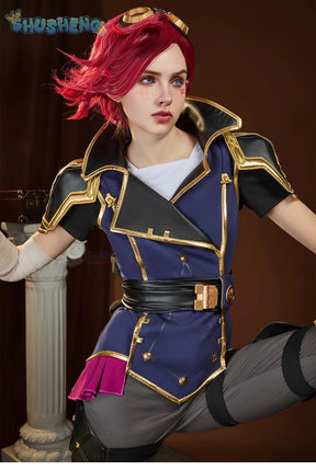 Vi heroine LOL Cosplay Arcane Season 2 costume Party Christmas Fashion Set and Accessories Props Men's and Women's Vi Uniform
