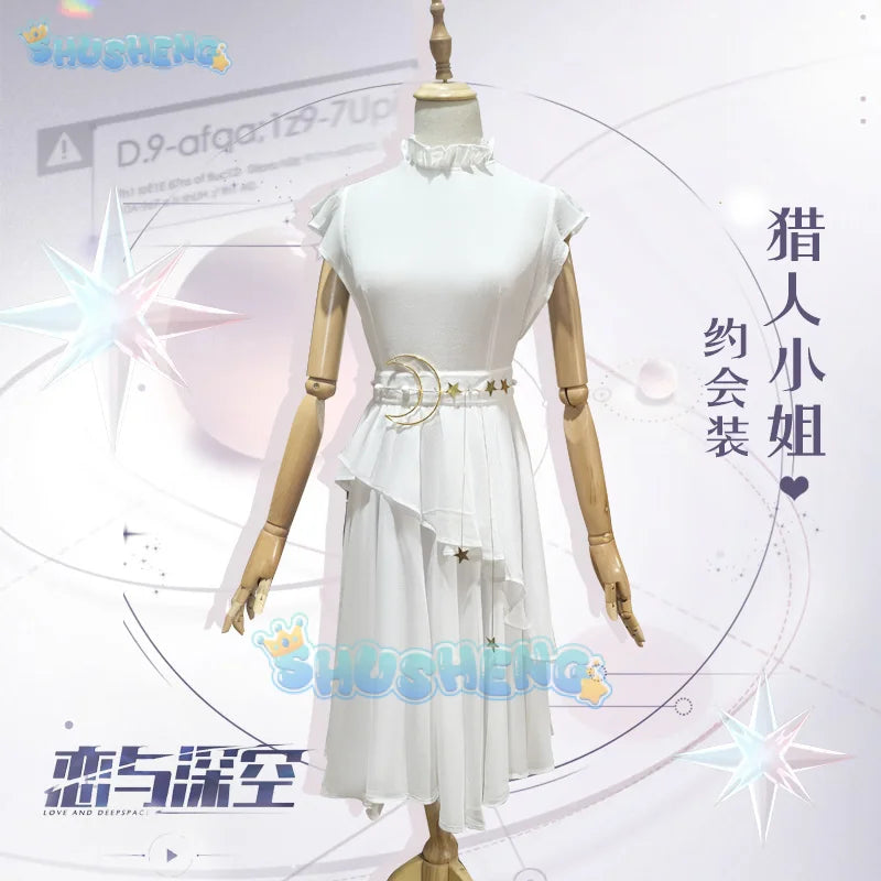 Shusheng Love and Deepspace Heroines Cosplay Costume White Dress Date Outfit Daily Wear Uniform Halloween Party Women Men Props