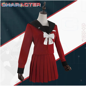 The Hundred Line -Last Defense Academy- Cosplay Tsukumo Kako Costume Red JK Dress Coat Tie Headwear Halloween Men Women Uniform