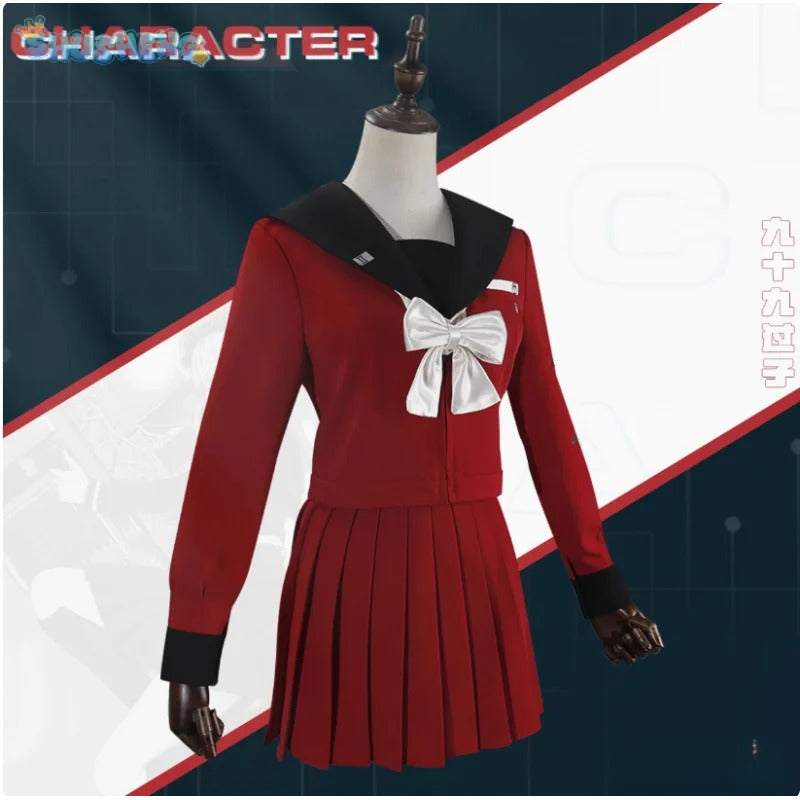 The Hundred Line -Last Defense Academy- Cosplay Tsukumo Kako Costume Red JK Dress Coat Tie Headwear Halloween Men Women Uniform
