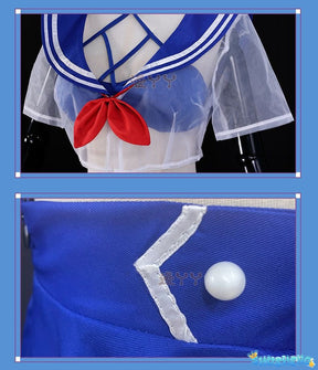Anime Virtual YouTuber Shylily Lily Cosplay Costume Summer Day Swimwear Bikini Woman Sexy Kawaii Sand Party Sailor Suit