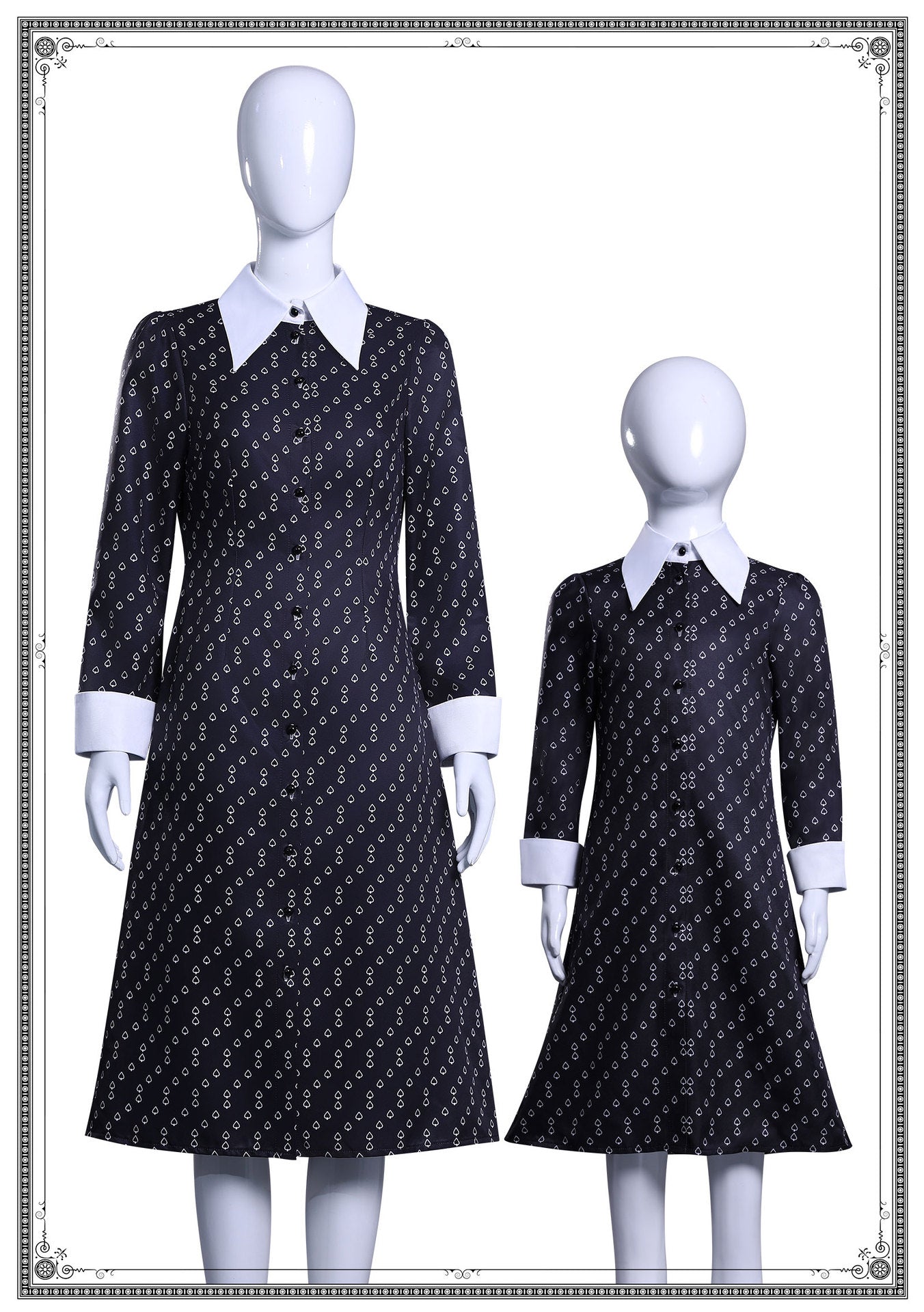 Wednesday Addams Halloween Costume Gothic Costume Wednesday Dress Black Dress White Collar Girls Halloween Costume Dusk Dress