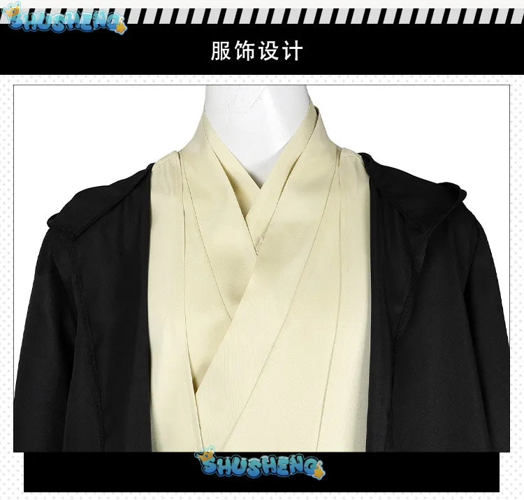 Qui Gon jinn Cosplay Men Costume Fantasia Robe Cloak Full Set Clothing Disguise Halloween Carnival Part Suit