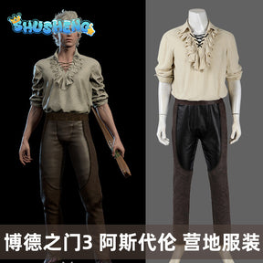 Astarion Cosplay Baldurs Cos Gate 3 Fantasia Medieval Costume Disguise Adult Men Shirt Pants BG3 Outfits Halloween Carnival Suit