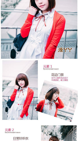 Anime Saekano: How to Raise a Boring Girlfriend Megumi Kato Cosplay Costume Girl Red Coat Shirt Skirt Set Lolita Uniform Clothes