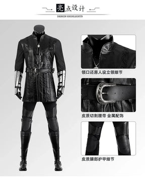 Geralt Witcher 3 Wild Hunt Cosplay Geralt Costume Men Handsome Black Leather Coat Belt Gloves Party Halloween Uniform Full Set