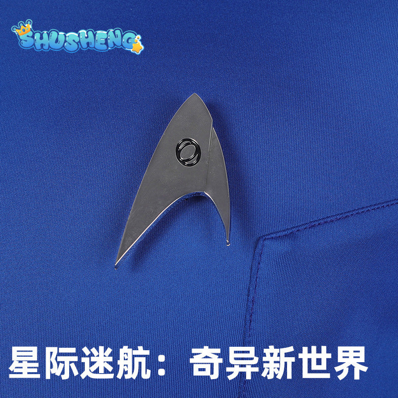 Movie Strange New Worlds Spock Pike Cosplay Costume Outfit Uniform Badge Adult Men Halloween Carnival Suit