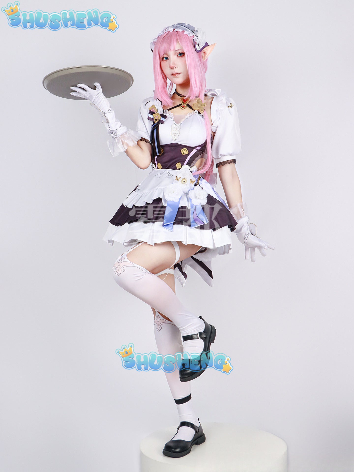 Elysia Cosplay Costume Honkai Impact 3 Carnival Maid Uniform Wig Anime Halloween Costumes Women Game