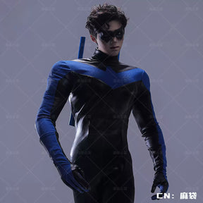 Shusheng-R Anime Nightwing Dick Grayson Cosplay Costume 3D Jumpsuit Halloween Suits Clothes Anime Outfits Men Uniform