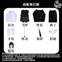 Black Butler Cosplay Japanese Anime Kuroshitsuji Sebastian Michaelis Cosplay Costume Unisex Uniforms 8 piece with Tattoo Sticker