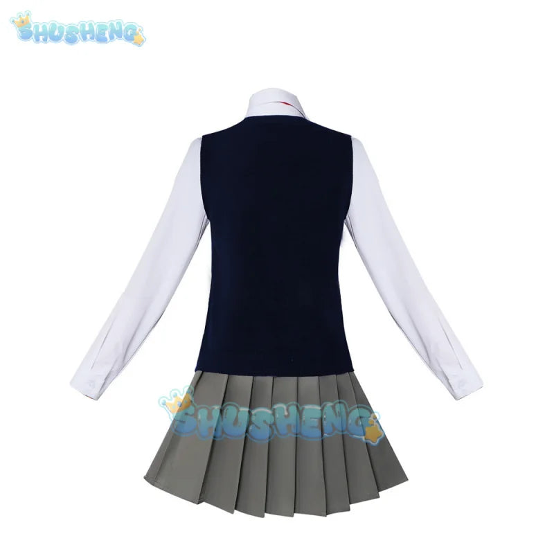 Lilysa Amano Cosplay Costume Wig Anime 2.5 Dimensional Seduction Dress Uniform Skirt Glasses Knitted Vest Liliel Girls Women