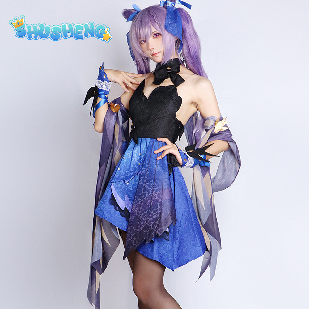 Game Genshin Impact Keqing Cosplay Costume Dress Wig Anime Cosplay Costumes Ke Qing Chinese Style Halloween Costumes for Women