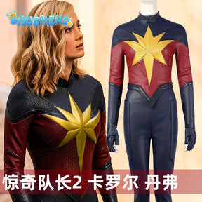 Carol Cos Danvers Cosplay Costume Jumpsuit Disguise Adult Women Outfits Superhero Female Fantasia Halloween Carnival Party Suit