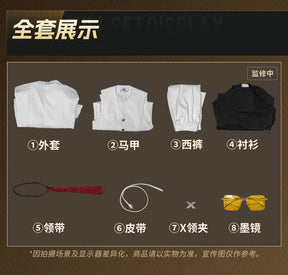 Anime To Be Hero X Cosplay Costume Hero X Uniform White Suit Orange Glasses Tie Halloween Party for Women Men Props