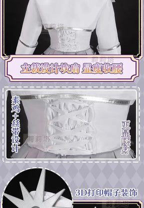 Shusheng-R Tokisaki Kurumi Nightmare Cosplay DATE A LIVE The White Queen Costume Halloween Party Lolita Dress Wig Props Women's Sweet Set