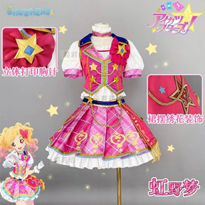 Anime Nijino Yume Aikatsu Stars! Cosplay Costume Cute New Pink Lolita Campus Dress Halloween Party Props Wig Women's Set