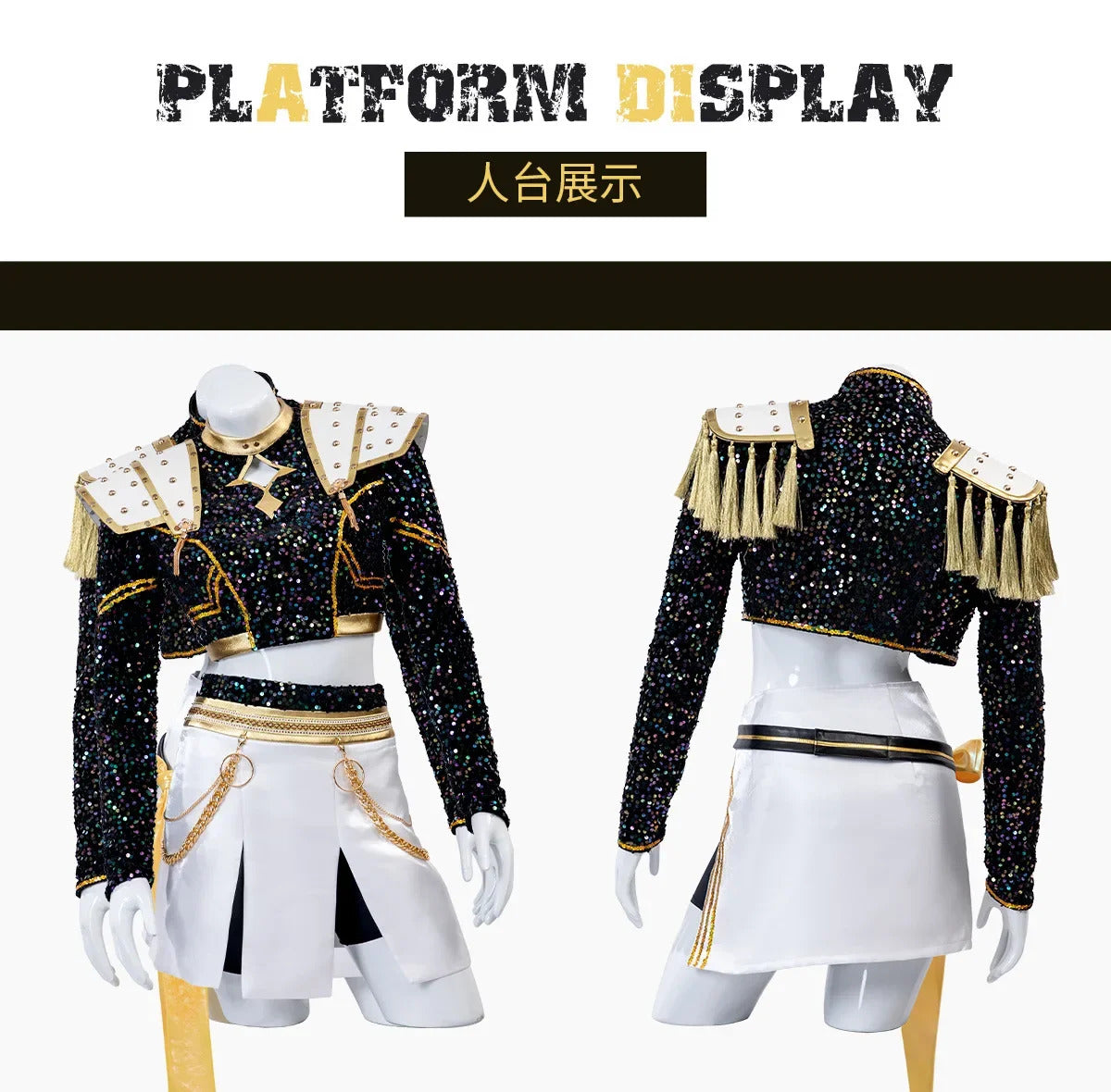 Anime KPop Demon Hunters Mira Cosplay Costume Black Gold Stage Outfit Huntrix Uniform Halloween Party Women Girls Carnival