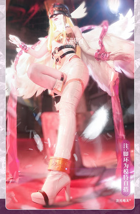 Digimon Adventure New World Cosplay Angewomon Costume Halloween party sexy leather jumpsuit wing prop hat set Woman uniform