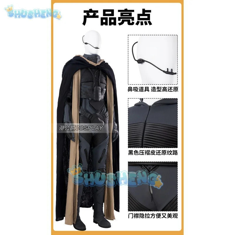 Arrakis Aka Dune Cosplay Suit Fremen stillsuit Paul Atreides Suit Armor Suit with Vest Jumpsuit Cape mask Halloween Outfit