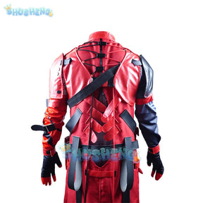 In stock Wuthering Waves Scar Cosplay Costume Wig Men Red Uniform Earrings Electro Congenital Resonator Cortex Halloween Party