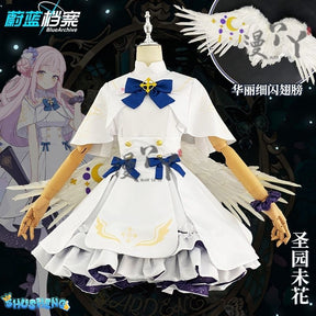 Blue Archive cosplay Misono Mika Cosplay Costumes  Princess Girl Wedding Satin Dress Shawl Headwear Suit Costume