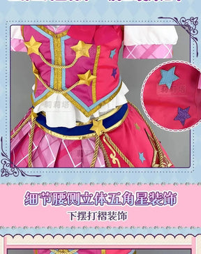 Anime Nijino Yume Aikatsu Stars! Cosplay Costume Cute New Pink Lolita Campus Dress Halloween Party Props Wig Women's Set