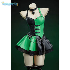 Shego Cosplay Kim Anime Costume Possible Leather top skirt necklace prop set Halloween women's sexy fantasy Shego uniform
