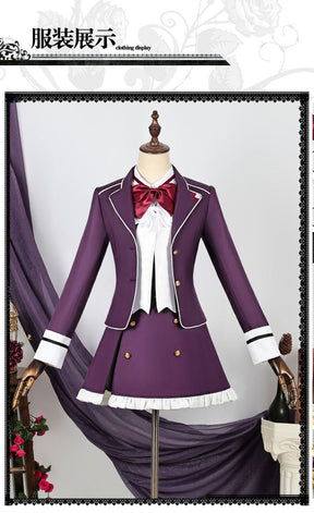 Game Diabolik Lovers Komori Yui Cosplay Costume Wig Fashion Purple Suit Uniform Dress Set for Women Halloween Party Role Play