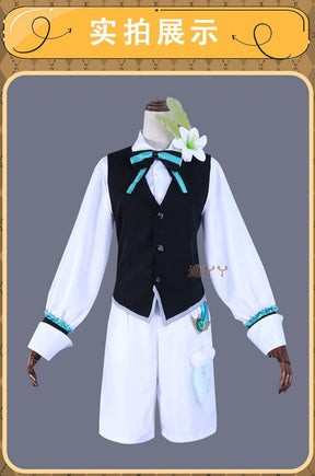 Anime Game Genshin Impact Venti Cosplay Costume Concert Swallowtail Suit Vest Wig Man Woman Carnival Masquerade Ball Set