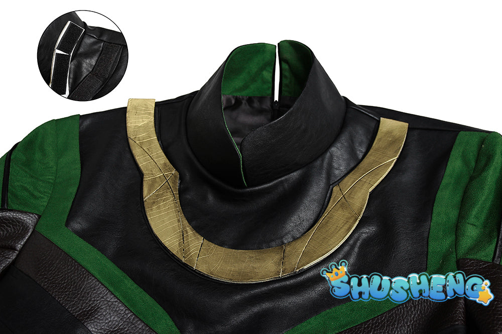 Film Thor：The Dark World Cosplay Loki Odison  Full set of handsome black armor men's uniform