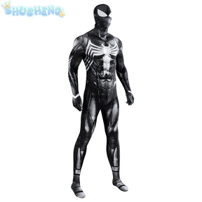 Adults Black Costume Venom Symbiote 2 Spiderman Cosplay SuperHero Cosplay Zentai Men Boys Bodysuit Party JumpSuit