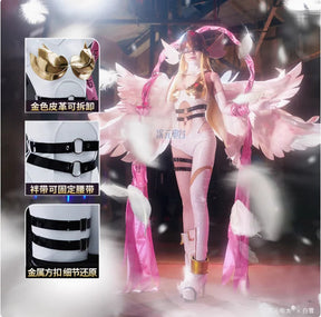 Digimon Adventure New World Cosplay Angewomon Costume Halloween party sexy leather jumpsuit wing prop hat set Woman uniform