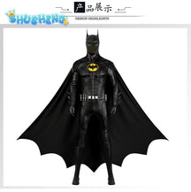 Michael Keaton Superhero Bat Bruce Wayne Cosplay Costume Hero Armor Outfit With Cowl Black Leather Jumpsuit Boots Halloween Suit