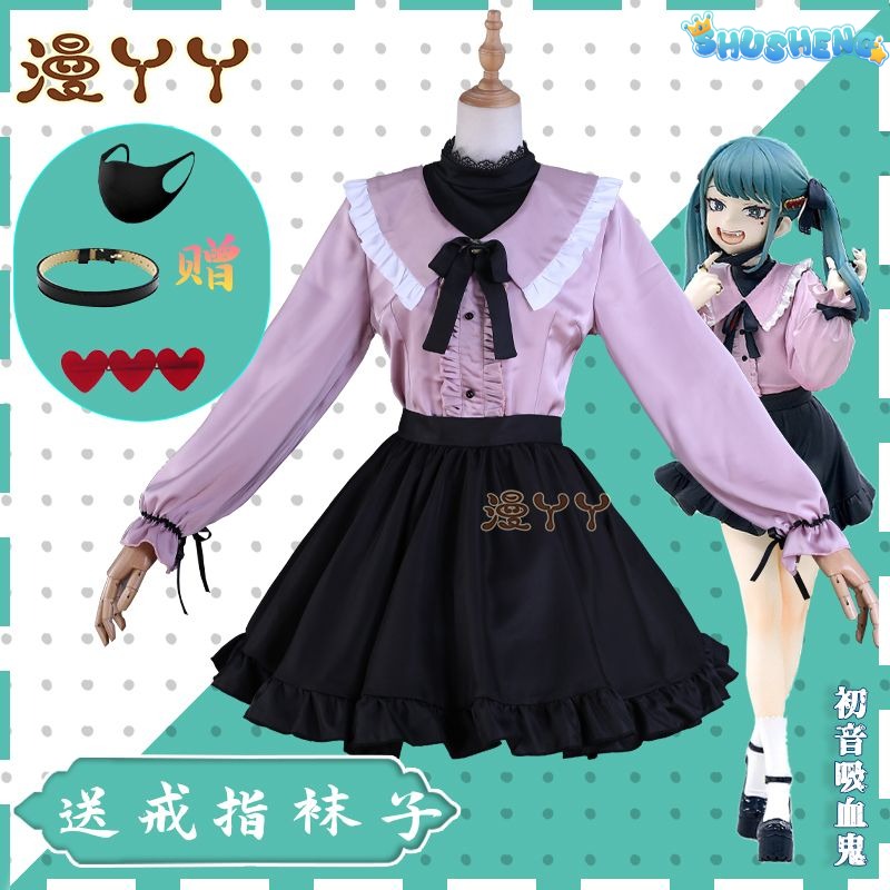 Vampire Miku Cosplay Costume Vocaloid Vampire Miku figure cosplay suit Pink kawaii dress Bowknot uniform