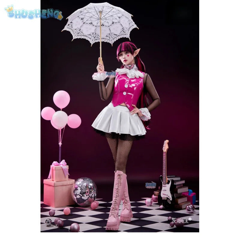 Draculaura  Monster Cos High Cosplay Costume Women's Halloween party fantasy uniform dress props socks brooch earrings new set