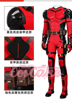 New Movie Deadpool Cosplay Costume Red Zentai Bodysuit Party Men Wolverine Full Jumpsuits Sword Bag Boots Belt Custom Made