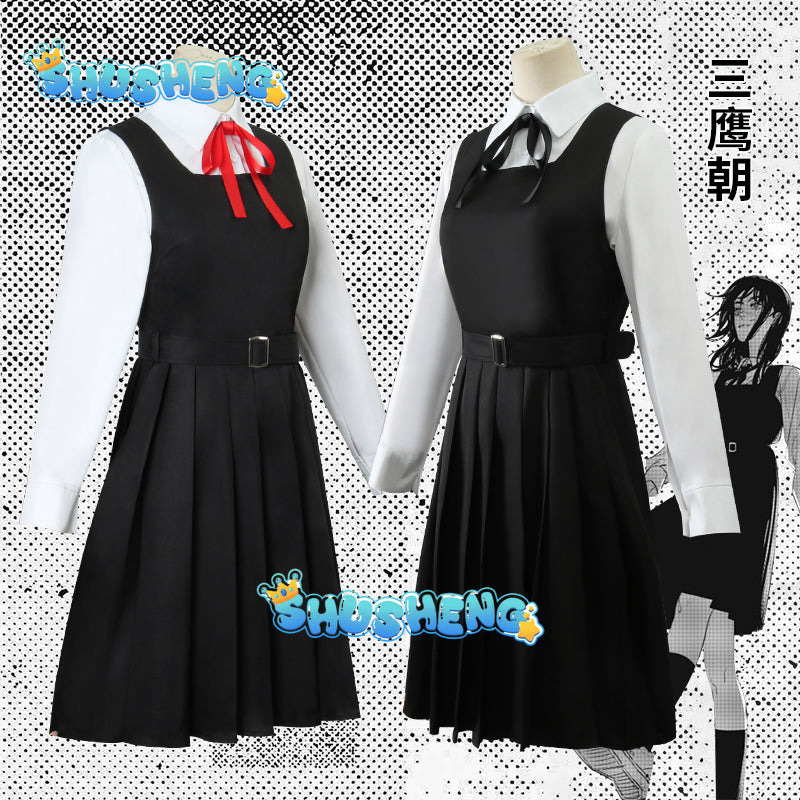 Mitaka Asa Cosplay Costume Outfits Shirt Tie Short Wig Neck Ring Women Anime Uniform Halloween