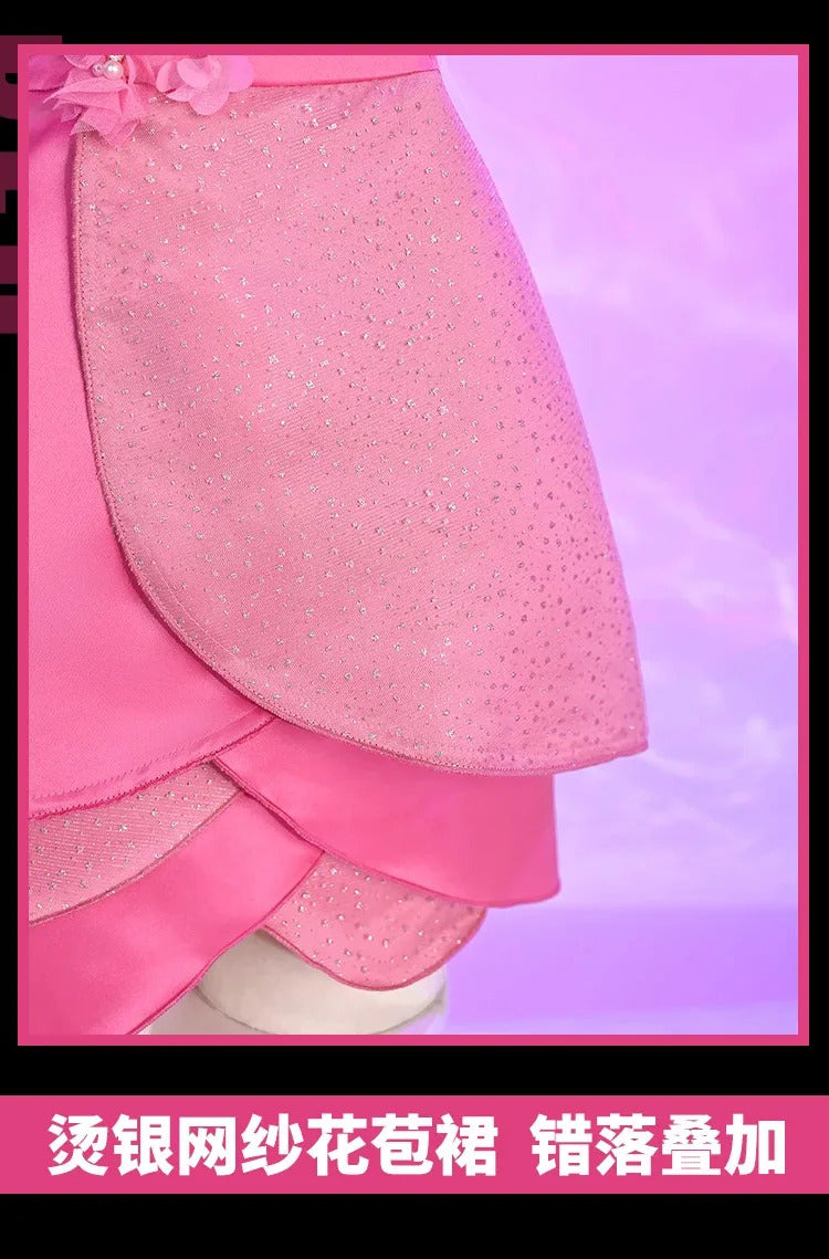 Flora Chongqing 2025 Cosplay Costume Halloween Party New Pink Dress Necklace Prop Set Men Women Fashion Flora Uniform