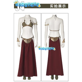 Princess Leia Cosplay Fantasy Sexy Slave Dress Movie Space Battle Costume Disguise Bikini Set Adult Women Girls Roleplay Outfit