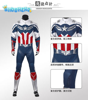 New Captain America Cosplay Costumes The Falcon And The Winter Soldier Jumpsuit Halloween Carnival Comic-con Masquerade Props