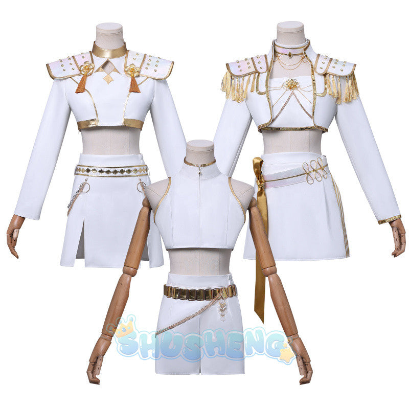 Cos Hunters Superstar Lumi Mira Zoe Cosplay Costume Anime KPop Demon Full Set Girl Group Suit Women Halloween Party Roleplay Mira White clothing cosplay