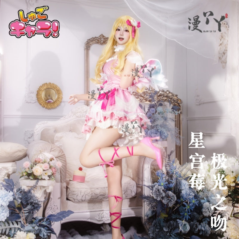 Hoshimiya Ichigo Cosplay Anime Aikatsu!Costume Sweet Lolita with Wings for Hallowmas Christmas Role Play Women