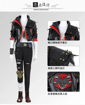 Arcang2 lol VI cosplay costume leather coat men women uniform suit Halloween party Carnival role play outfits Shusheng