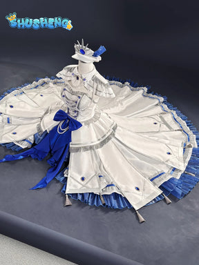 Cosplay Series: Date A Live-White Queen (Kurumi Tokisaki)Royal Blue Sapphire Dress Cosplay gorgeous Costume full set Shushengcos
