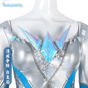 White Queen Emma Grace Frost Rivals cosplay costume High quality women fantasy jumpsuit shoes props shoulder armor Halloween set