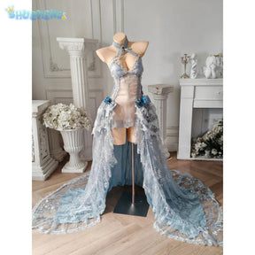 Anime HMS Cheshire Azur Lane Cosplay Costume Women 2025 New Wedding Long Dress Headwear Gloves Props Wig Uniform Halloween Set