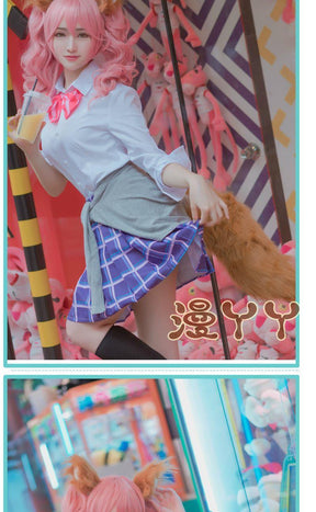 Game Fate Grand Order Fate Extella Tamamo No Mae School Uniform Cosplay Costume Wig