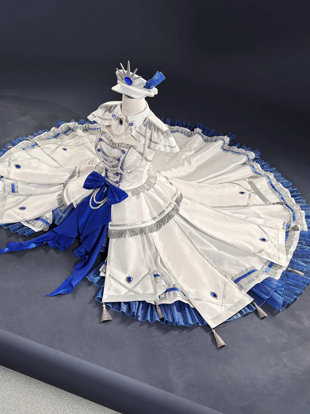 Cosplay Series: Date A Live-White Queen (Kurumi Tokisaki)Royal Blue Sapphire Dress Cosplay gorgeous Costume full set Shushengcos