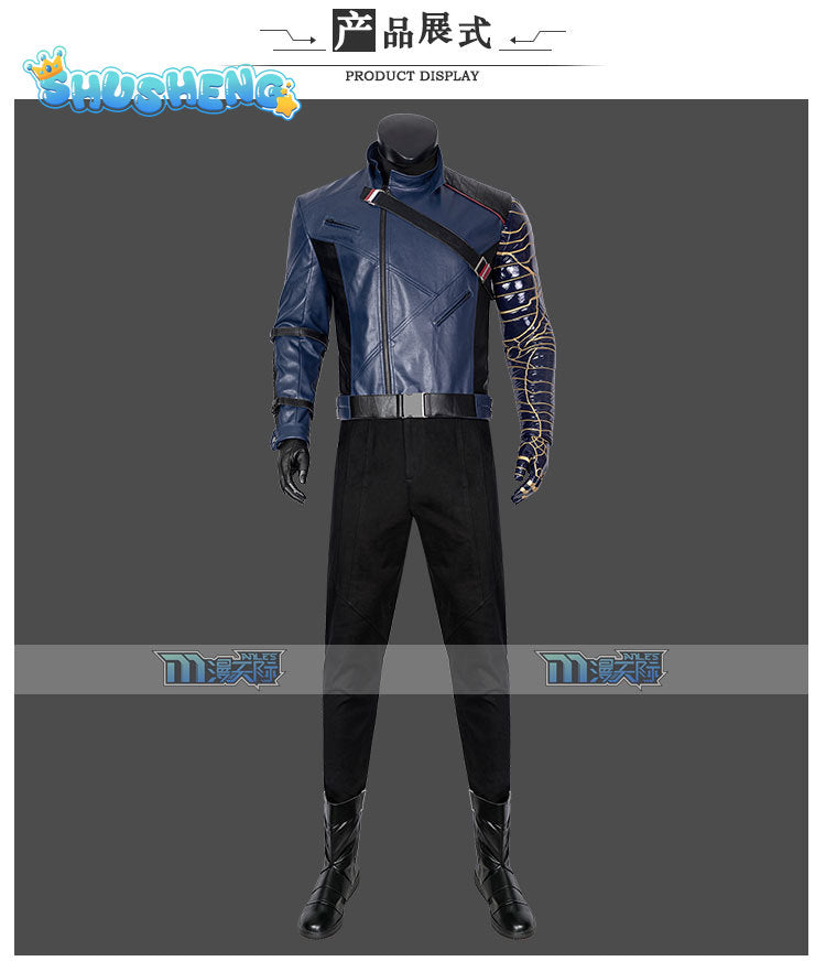 The Falcon and the Winter Soldier Bucky Barnes Cosplay Costume Outfit Coat+Pant Halloween Carnival Suit